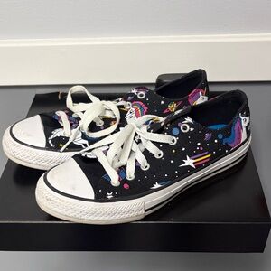 Converse Unicorn Low Top Sneakers - Black with Blue Insole and Multicolor Print